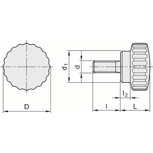 503552 - MANOPOLA ZIGRINATA ACCIAIO INOX PERNO FILETTATO BM.193/20 SST-P-M5X16