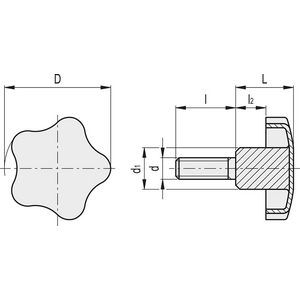 169572 - VOLANTINO DI SERRAGGIO A LOBI ACCIAIO INOX CON PERNO FILETTATO VCM-SST-50-P-M10X30