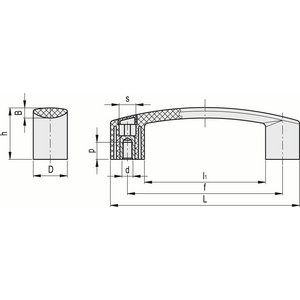 260321-C4-MANIGLIA A PONTE TECNOPOL. BOCCOLA IN OTTONE FORI CIECHI FIL. PER MONTAGG. POST. EBP.180-B-M8-C4
