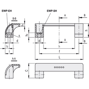 265211-C1 - MANIGLIA PER PROTEZIONI TECNOPOLIMERO EWP.110-EH-C1