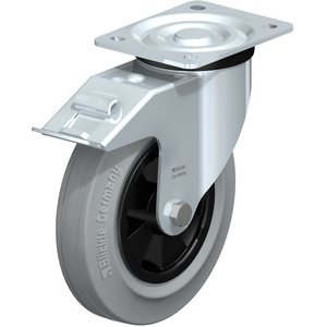L-VPP 200R-FI-SG Lenkrolle spurlos grau mit Stop-Fix