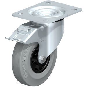 L-VPP 140R-FI-SG Lenkrolle spurlos grau mit Stop-Fix