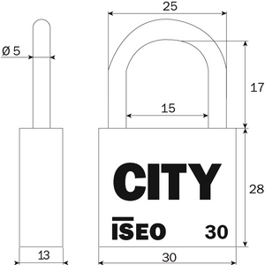 CADENAS CITY 30 NICKELE SATINE ANSE INOX 3 CLES S'ENTROUVRANT