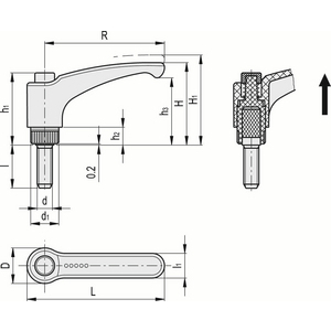 234346-C6 - MANIGLIA A RIPRESA TECNOPOLIMERO PRIGIONIERO FILETTATO IN ACCIAIO ZINCATO ERX.63-P-M8X30-C6