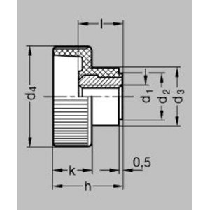GN420-M5-NI Rändelhohlmutter mit Edelstahl-Buchse