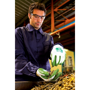 2332545-10 Schnittschutzhands Check&Go Green Lev5 PU weiß/grün Gr.10
