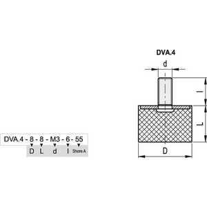 410341 - ANTIVIBRANTE IN GOMMA GOMMA E ACCIAIO O ACCIAIO INOX PIASTRA BASE IN ACCIAIO INOX DVA.4-30-15-SST-M8-20-55