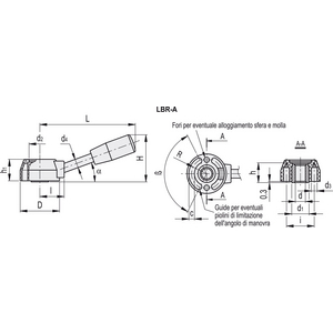 33303 - LEVA DI MANOVRA TECNOP. CON BOCCOLA ACC. BRUNITO FORO LISCIO LBR.54/130 A-18
