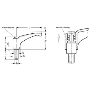 GN602.1-63-M8-20-RS Klemmhebel verstellbar Edelstahl rot