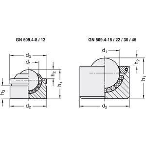 GN.23087-ELEMENTO DI SCORRIMENTO A SFERA ACCIAIO GN 509.4-30-SBL