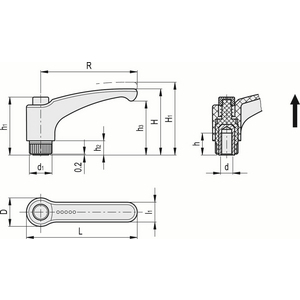 233156-C2 - MANIGLIA A RIPRESA TECNOPOLIMERO BOCCOLA IN OTTONE FORO FIL. ERX.78-B-M10-C2
