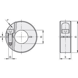 GN.36759-ANELLO DI BLOCCAGGIO FISSAGGIO A PRESSIONE ACCIAIO ACCIAIO INOX O ALLUMINIO ACCIAIO BRUNITO GN 706.2-48-B25-ST