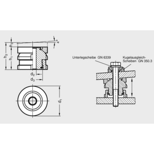 GN350.2-58-26-44-NI Ausgleich-Element mit Kugelscheibe Edelstahl