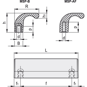 43961 - MANIGLIA PER PROTEZIONI TECNOPOLIMERO MSP.100-B M6