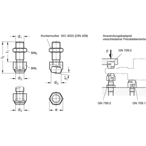 GN709.3-17-M12-R Pendelelement einstellbar, Druckfläche geriffelt