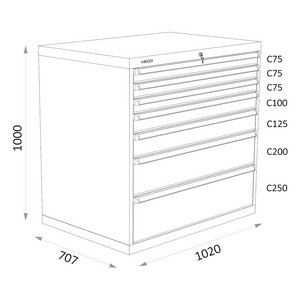 ARMOIRE 7 TIROIRS BLEU MARTELE