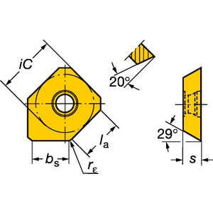 PLAQUETTE FRAISAGE POSIT. 45DEG R245-12 T3 E-W 530