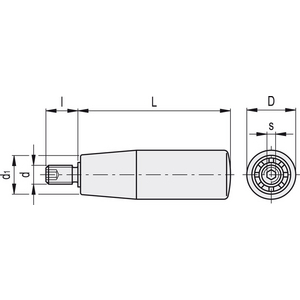 24951 - IMPUGNATURA GIREVOLE CILINDRICA TECNOPOLIMERO I.601/65+X-M8