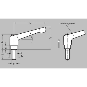 GN300.1-30-M6-20-RS Klemmhebel verstellbar Edelstahl rot
