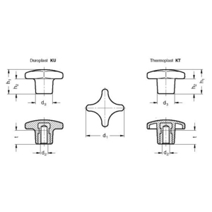 DIN6335-KU-80-M16-K Kreuzgriff