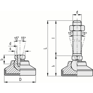 401740 - PIEDINO DI LIVELLAMENTO CON ANTISCIVOLO ACCIAIO STELO FILETTATO LM.40 M10X50-TR