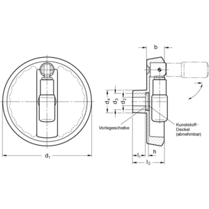 GN923.7-140-B16-R-SR Sicherheits-Umleggriff-Handrad silbern