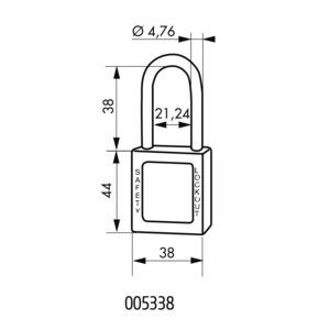 CADENAS ABS 38MM JAUNE ANSE INOX HT38 D.4,76 1 CLE MV