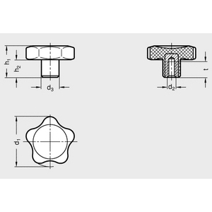 GN5337.4-32-M6-CR Sterngriff Kunststoff verchromt Elesa