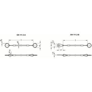 GN.11497-CAVETTO DI RITEGNO ACCIAIO INOX CON ANELLO E PIASTRINA RIVESTIMENTO PVC TRASPARENTE GN 111.2-200-30-B-TR