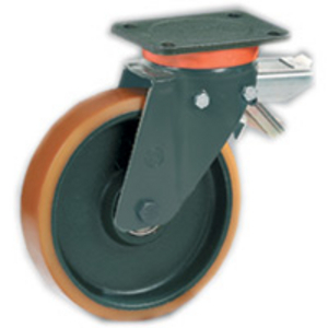 RUOTA 64 180X50 POLIURETANO TR NUCLEO GHISA SUPP. ROTANTE PIASTRA EP CON FRENO REGISTRABILE 646655