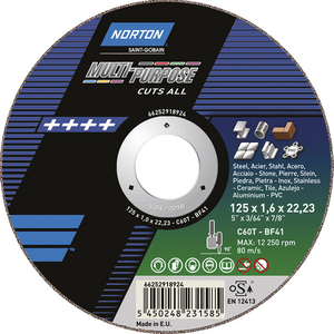 NORTON DOORSLIJPSCHIJF C46T 125X1,6X22,23 T41 (PK=25ST)