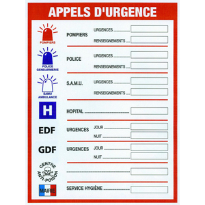 CONSIGNE SECURITE 460X320MM APPELS D'URGENCE