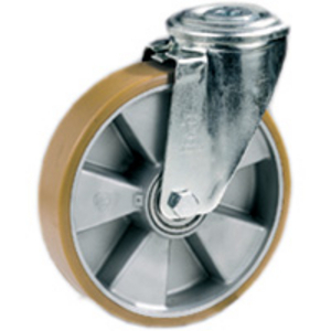 RUOTA 65 160X50 POLIURETANO TR NUCLEO ALLUMINIO SUPP. ROTANTE FORO PASSANTE NL 656414