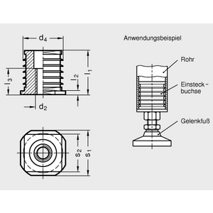 GN992-V30-M8 Einsteckbuchse für Vierkantrohr