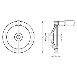 GN323-125-K14-R Scheibenhandrad mattschwarz beschichtet (D4)
