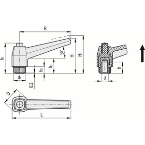 141411 - MANIGLIA A RIPRESA TECNOPOLIMERO BOCCOLA IN OTTONE FORO FIL. MRX.63 B-M6