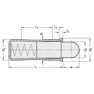 GN.32531-PRESS.A PUNTALE E MOLLA CORPO LISCIO ACC. INOX PUNTALE IN TECNOPOL.A BASE ACETALICA(POM) GN 614.4-8-KU