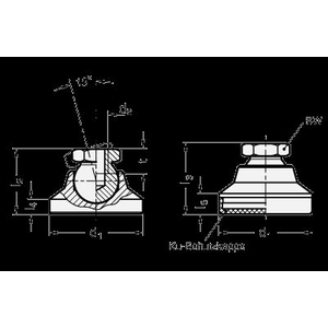 GN343.5-25-M6-KRE Edelstahl-Gelenkfuss, Kunststoff-Kappe, rutschfest, antist.