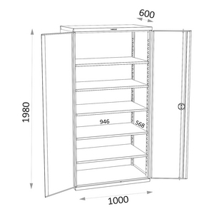 ARMOIRE METAL RIDEAU ET PANNEAU 1800X170X900 EP1MM 35 SUPPORTS