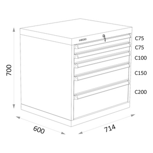 ARMOIRE 5 TIROIRS BLEU MARTELE