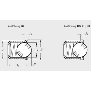 GN.32121-PRESSORE A MOLLA A SFERA CORPO LISCIO ACCIAIO INOX MOLLA A PRESSIONE NORMALE GN 614-6-NI