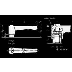 GN302-45-B6-SW Klemmhebel verstellbar schwarz gerade Ausführung