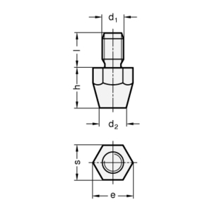 DIN6320-20-M10 Fuss mit Gewindezapfen