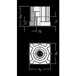 GN448-V35-V31-M20 Einsteckbuchse für Quadratrohre Elesa