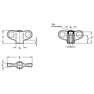 GN634-63-M8-E-DSG Elesa-Flügelmutter, Kappe Schwarzgrau