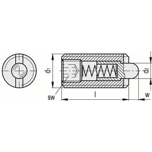 GN.34134-PRESSORE A PUNTALE E MOLLA ACCIAIO INOX PUNTALE IN ACCIAIO INOX MOLLA A PRESSIONE NORMALE GN 616-M8-SN