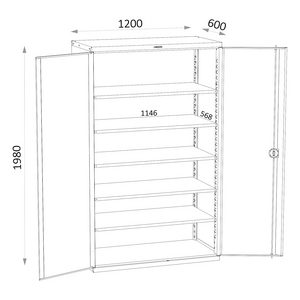 ARMOIRE TOLE A PORTE 5 ETAGERES 1000X490X1980