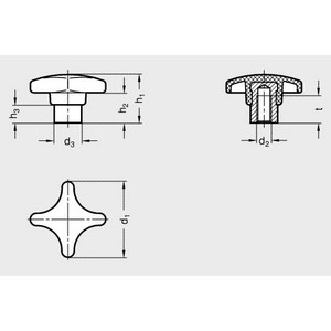 GN6335.2-50-M10-E-NI Kreuzgriff mit Edelstahl-Buchse Thermoplast