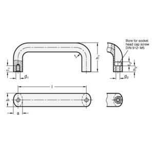 ELESA+GANTER BEUGELGREEP, RVS GN 565.5-20-160-B-GS