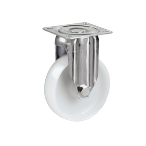 ROULETTE FIXE 70KG D.125MM ROUE POLYA MOYEU LISSE INOX